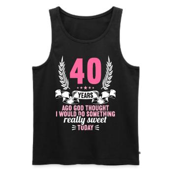40 years ago God thought good 40 birthday - Men's Premium Organic Tank Top - black - Front - AI Model Male 178 light (178cm)