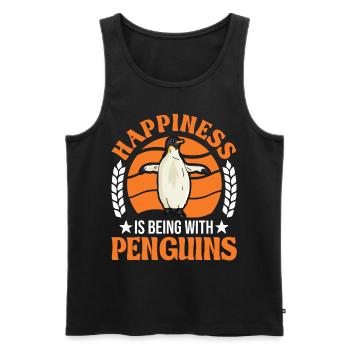 Happiness is being with Penguins Pinguin - Männer Premium Bio Tank Top - Schwarz - Vorne - Michal (187cm)