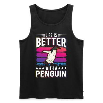 Life is better with a Penguin Pinguin - Männer Premium Bio Tank Top - Schwarz - Vorne - Michal (187cm)