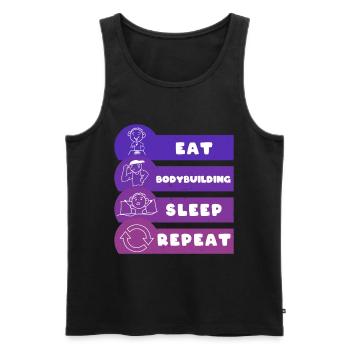 Manger Musculation Sommeil Répéter - Débardeur bio Premium Homme - noir - Devant - Michal (187cm)