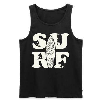 Surfboard Vintage Surfer Retro 80s 90er Jahre - Männer Premium Bio Tank Top - Schwarz - Vorne - AI Model Male 178 light (178cm)