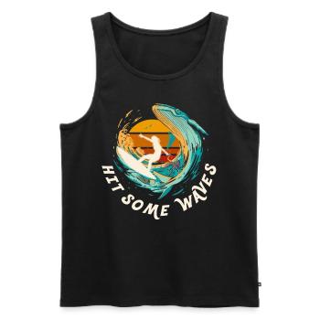 Schlagen Sie einige Wellen Retro Sunset Surfen Sur - Männer Premium Bio Tank Top - Schwarz - Vorne - Michal (187cm)