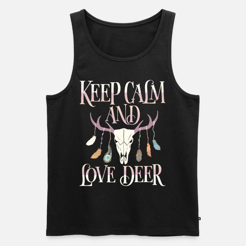 Hirschgeweih, Hirsche, Keep-Calm Spruch - Männer Premium Bio Tank Top - Schwarz