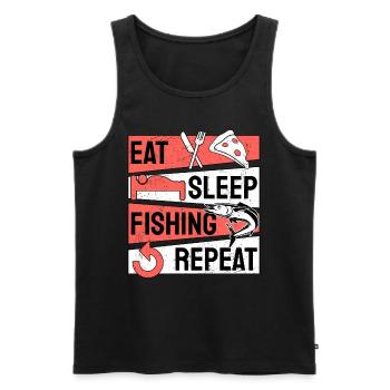 Angler Angeln Eat Sleep Fishing Repeat - Männer Premium Bio Tank Top - Schwarz - Vorne - Michal (187cm)