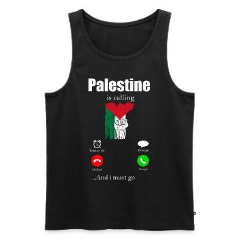 Palestine Cadeau Gratuit Palestine Bande de Gaza - Débardeur bio Premium Homme - noir - Devant - Michal (187cm)