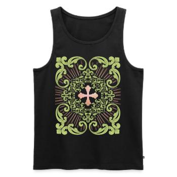 Croix de Jésus, Croix de Jésus-Christ, Croix vintage - Débardeur bio Premium Homme - noir - Devant - AI Model Male 178 light (178cm)