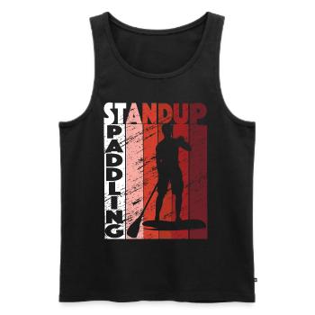 Stand -up -Paddel -Retro -Paddel -Paddelboard - Männer Premium Bio Tank Top - Schwarz - Vorne - Michal (187cm)