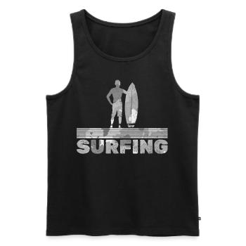 Surfing Man Surfer - Men's Premium Organic Tank Top - black - Front - Michal (187cm)