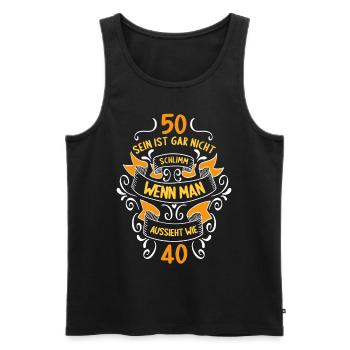 50 sein ist nicht schlimm wenn man 50 Geburtstag - Männer Premium Bio Tank Top - Schwarz - Vorne - Michal (187cm)