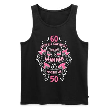 60 sein ist nicht schlimm wenn man 60 Geburtstag - Männer Premium Bio Tank Top - Schwarz - Vorne - Michal (187cm)