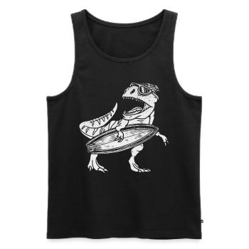 Surfing DInosaur Surfer - Männer Premium Bio Tank Top - Schwarz - Vorne - Michal (187cm)