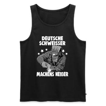 Schweißerin Spruch Design für Metallbauer - Männer Premium Bio Tank Top - Schwarz - Vorne - AI Model Male 178 light (178cm)