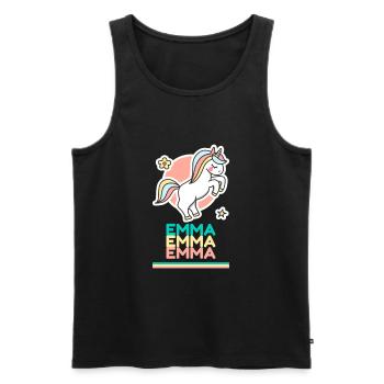 Emma Prénom Cadeau Douce Licorne - Débardeur bio Premium Homme - noir - Devant - Michal (187cm)