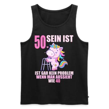 50 sein ist nicht schlimm wenn man 50 Geburtstag - Männer Premium Bio Tank Top - Schwarz - Vorne - Michal (187cm)