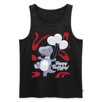 Dinosaur Balloons Happy-Birthday, Birthday - Men's Premium Organic Tank Top - black - Front - AI Model Male 178 light (178cm)