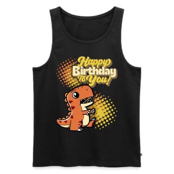 Birthday Dinosaur, Happy-Birthday Typography - Men's Premium Organic Tank Top - black - Front - AI Model Male 178 light (178cm)