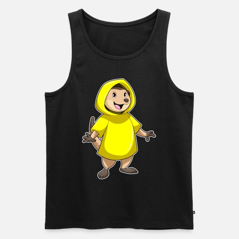 Erdmännchen mit Regenjacke - Männer Premium Bio Tank Top - Schwarz
