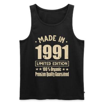 Fabriqué en 1991 Vintage Retro Limited Edition - Débardeur bio Premium Homme - noir - Devant - AI Model Male 178 light (178cm)