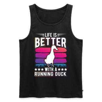Life is better with a Running Duck Laufente - Men's Premium Organic Tank Top - black - Front - Michal (187cm)