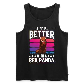 La vie est meilleure avec un panda roux roter panda - Débardeur bio Premium Homme - noir - Devant - Michal (187cm)