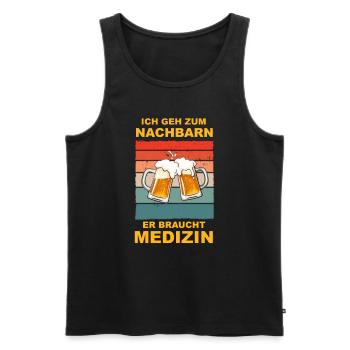 I'm going to the neighbor's beer, favorite neighbor, neighbor - Men's Premium Organic Tank Top - black - Front - AI Model Male 178 light (178cm)
