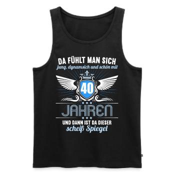 40 Jahre Jung Schön Dynamisch 40 Geburtstag - Männer Premium Bio Tank Top - Schwarz - Vorne - AI Model Male 178 light (178cm)