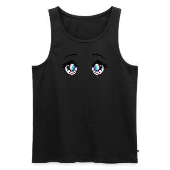 Gay Pride Anime Augen Regenbogen Gay Flagge LGBT L - Männer Premium Bio Tank Top - Schwarz - Vorne - Michal (187cm)