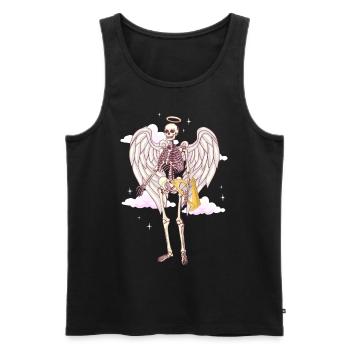 Angelcore Esthétique Gothique Ange Squelette Crâne - Débardeur bio Premium Homme - noir - Devant - Michal (187cm)