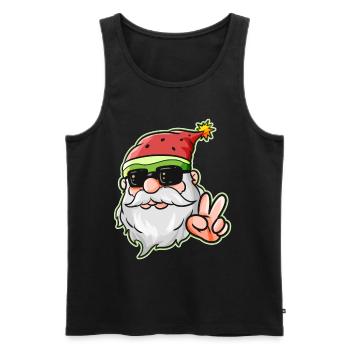 Santa Hat Watermelon Victory Sign Sunglass - Men's Premium Organic Tank Top - black - Front - Michal (187cm)