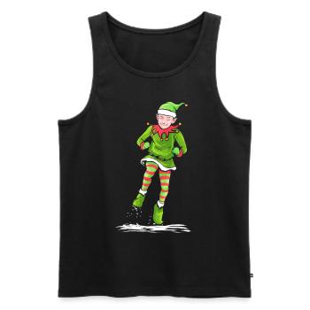 Santas Dancing Christmas Elf Celebrating - Men's Premium Organic Tank Top - black - Front - AI Model Male 178 light (178cm)
