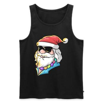 Père Noël en chemise hawaïenne et lunettes de soleil pour - Débardeur bio Premium Homme - noir - Devant - Michal (187cm)
