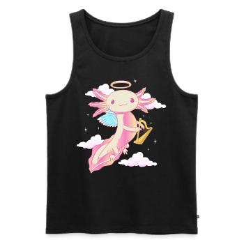 Angelcore Ästhetik Kawaii Axolotl Engel Halo - Männer Premium Bio Tank Top - Schwarz - Vorne - Michal (187cm)