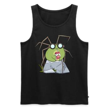 Biopunk Kawaii Frog Strawberry Milk - Men's Premium Organic Tank Top - black - Front - Michal (187cm)