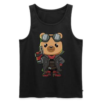 Biopunk Mignon Ours Kawaii Biopunk Esthétique - Débardeur bio Premium Homme - noir - Devant - AI Model Male 178 light (178cm)