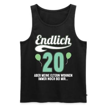 Endlich 20 aber Eltern leben bei mir 20 Geburtstag - Männer Premium Bio Tank Top - Schwarz - Vorne - Michal (187cm)