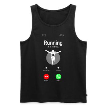 Running Runner Half Marathon Téléphone - Débardeur bio Premium Homme - noir - Devant - Michal (187cm)