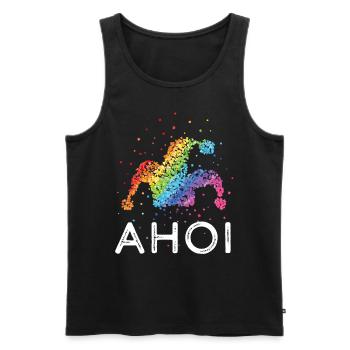 Carnaval d’Ahoi Confettis Carnaval FIERTÉ LGBTQ - Débardeur bio Premium Homme - noir - Devant - Michal (187cm)
