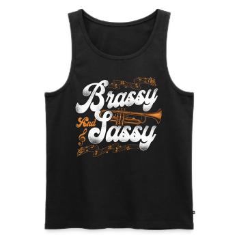 Trumpet Player Girl Vintage Brassy - Men's Premium Organic Tank Top - black - Front - Michal (187cm)