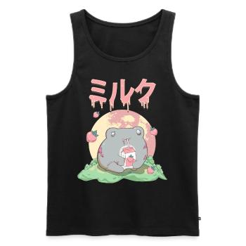 Zombiecore Aesthetic Kawaii Frog Strawberry Milk - Men's Premium Organic Tank Top - black - Front - Michal (187cm)