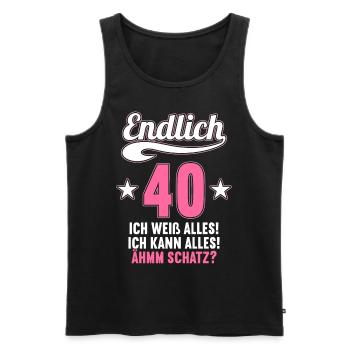 Endlich 40 weiß kann alles Äh Schatz 40 Geburtstag - Männer Premium Bio Tank Top - Schwarz - Vorne - Michal (187cm)