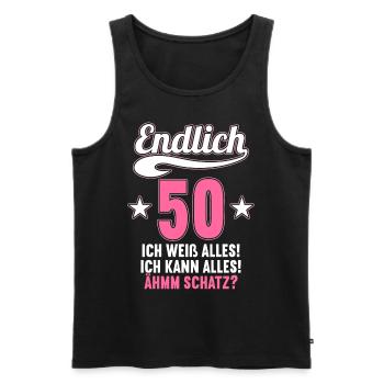 Endlich 50 weiß kann alles Äh Schatz 50 Geburtstag - Männer Premium Bio Tank Top - Schwarz - Vorne - Michal (187cm)