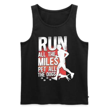 Running Runner Demi-Marathon Chien - Débardeur bio Premium Homme - noir - Devant - AI Model Male 178 light (178cm)