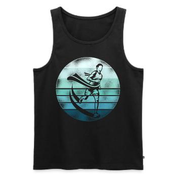Running Runner Half Marathon Retro - Men's Premium Organic Tank Top - black - Front - Michal (187cm)