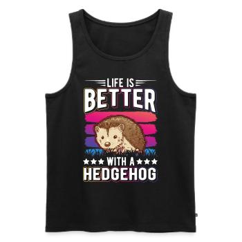 Life is better with a Hedgehog Igel - Men's Premium Organic Tank Top - black - Front - Michal (187cm)