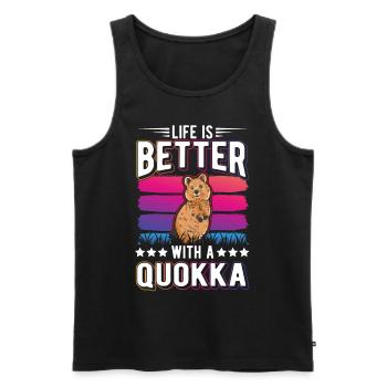 Life is better with a Quokka short-tailed kangaroo - Men's Premium Organic Tank Top - black - Front - Michal (187cm)