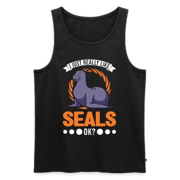 J’aime vraiment Seal Sea Lion Seal - Débardeur bio Premium Homme - noir - Devant - Michal (187cm)