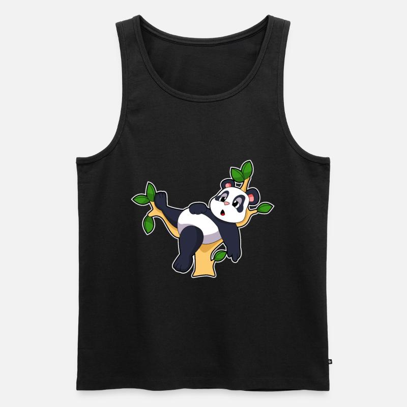 Panda on tree - Men's Premium Organic Tank Top - black