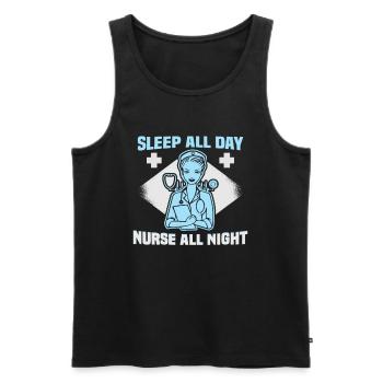 Sleep all day nurse all night Krankenschwester - Men's Premium Organic Tank Top - black - Front - Michal (187cm)