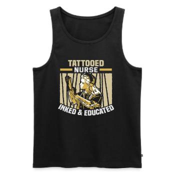 Inked & Educated Tattooed Nurse - Men's Premium Organic Tank Top - black - Front - Michal (187cm)