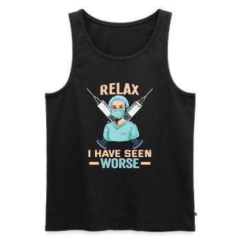 Pflegerin Relax I have seen worse Krankenschwester - Männer Premium Bio Tank Top - Schwarz - Vorne - Michal (187cm)